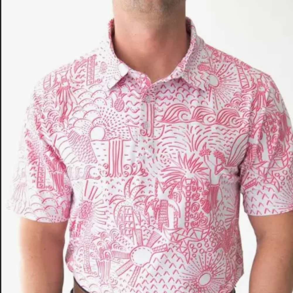 Golf Shirt Yatta Golf Mens XL Floral Tropical Short Sleeve Shirt